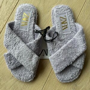 Zara Women's Lavender Terry Cloth Sandals